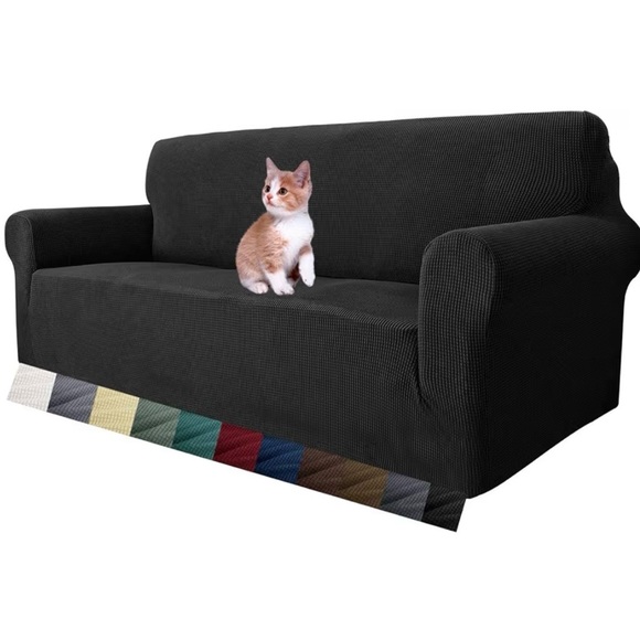 MAXIJIN Super Stretch Couch Cover for 3 Cushion Couch Black - Picture 2 of 11
